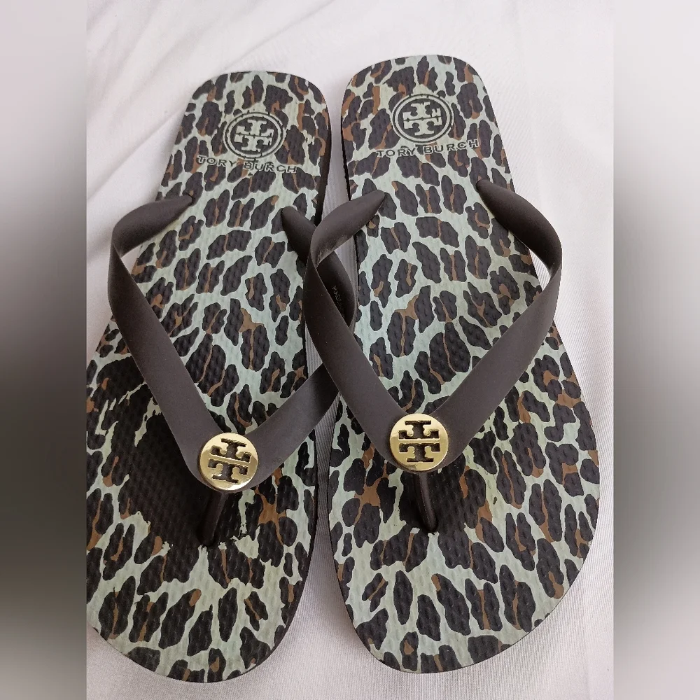Tory Burch‎ Animal Print Sandals with Gold Accent (#131)